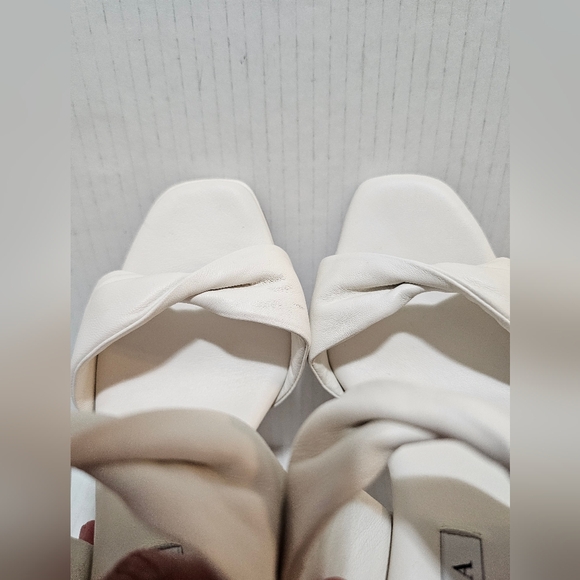 Aquazzura White knotted Twist Cork Wedge Sandal Open Square Toe Shoes New 7 - Picture 9 of 13